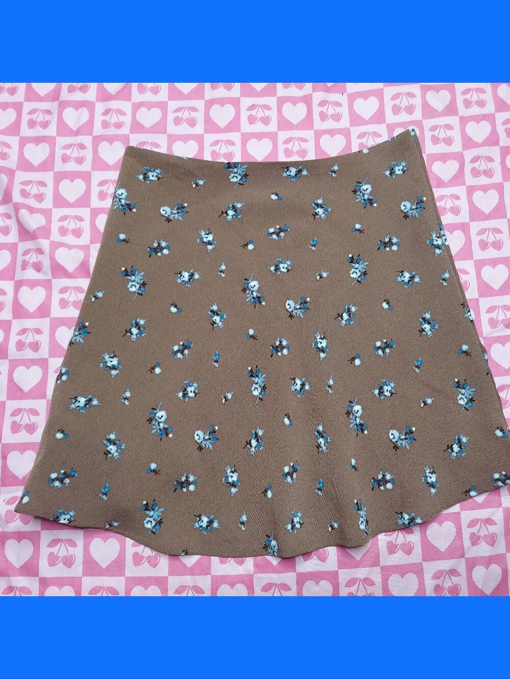 Divided Blue & Brown Floral Skirt